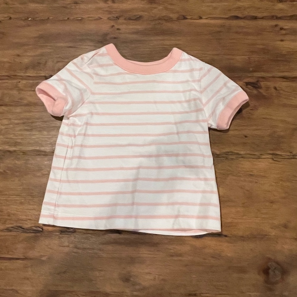 Hanna Andersson pink stripe ringer tee 6-12M